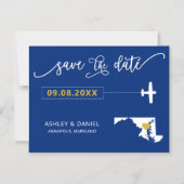 Maryland Wedding Save the Date Card, Map Magneteinladung (Vorderseite)