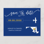 Maryland Wedding Save the Date Map Postcard Postkarte (Vorderseite)