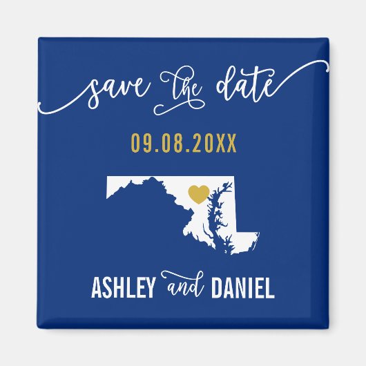 Maryland Wedding speichern die Datumskarte Magnet (Vorne)