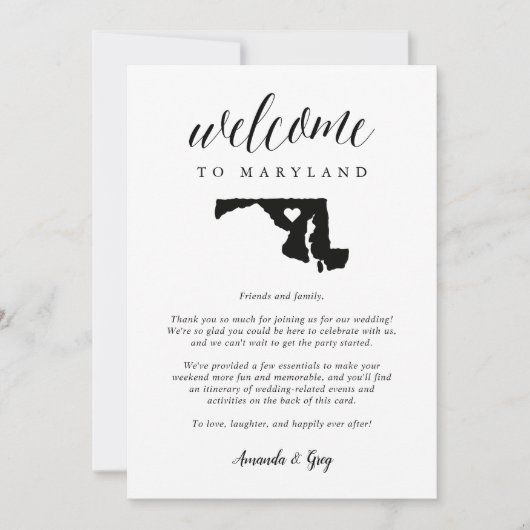 Maryland Wedding Welcome Letter & Itinerary (Vorderseite)