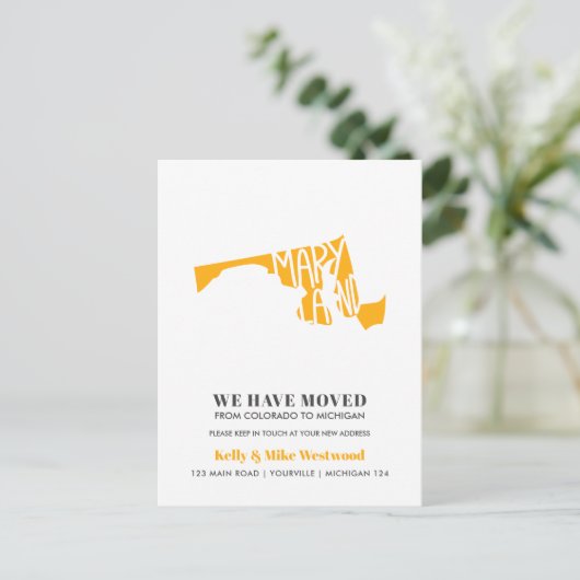 MARYLAND Wir haben neue Adresse Neue Zuhause versc Postkarte (Stehend Vorderseite)