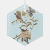 Maryland Yellowthroat Audubon Birds mit Blume Ornament Aus Glas (Vorderseite)