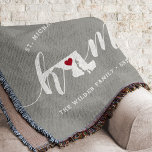 Maryland Zuhause Staat Personalisiert Rustikal Decke<br><div class="desc">Zeigen Sie Zuhause-Staatsstolz mit dieser niedlichen rustikalen grauen Werftdecke mit "Zuhause" in weißer Kalligrafie-Schrift, die mit einer Silhouette des Staat von Maryland stehend für den Buchstaben "O" zeigt. Eine rote Herzanzeige in der Staat-Karte vervollständigt das Design; Sie können die Herzposition in Ihrer Zuhause-Stadt ändern, indem Sie das Design-Tool öffnen und...</div>