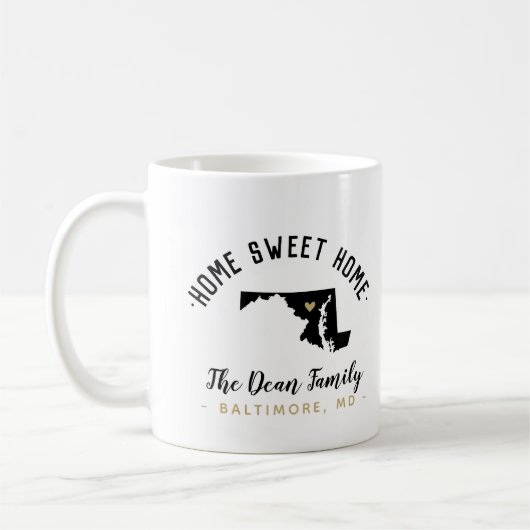 Maryland Zuhause Sweet Zuhause Family Monogram Tas Kaffeetasse (Links)