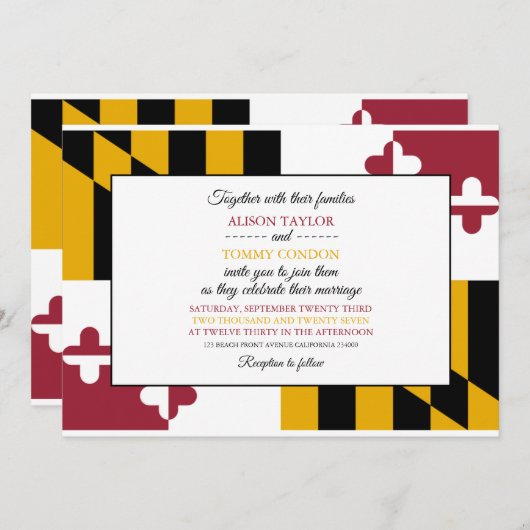 Marylander Flag, Flagge von Maryland Wedding Einladung (Vorne/Hinten)