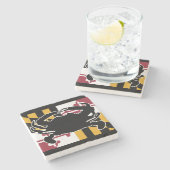 Marylandflaggen-/-krabbenmarmorUntersetzer Steinuntersetzer (Seitenansicht)