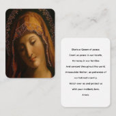 Marys Peace Prayer Card Visitenkarte (Vorne/Hinten)