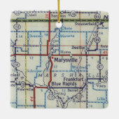 Marysville Kansas Vintage Karte Keramikornament (Rückseite)
