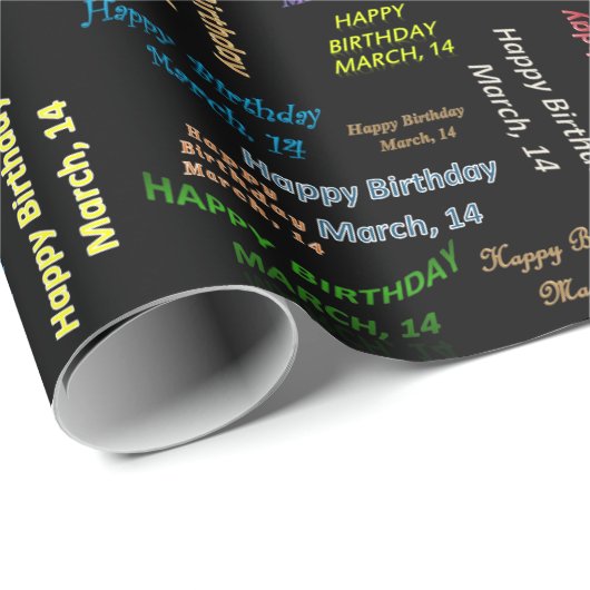 März, 14 Geburtstag Geschenkpapier (Rolleneckpunkt)