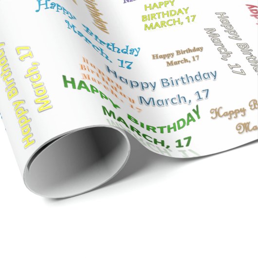 März, 17 Geburtstag Geschenkpapier (Rolleneckpunkt)