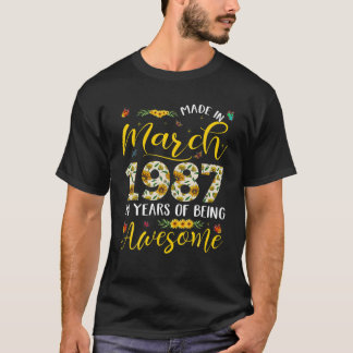 März 1987 34 Jahre alt Vintag 34. Geburtstagsgesch T-Shirt