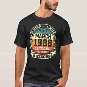 März 1988 35. Geburtstagsgeschenk 35 Jahre Aw T-Shirt