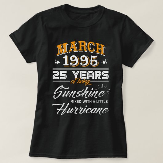 März 1995 - 25 Jahre Hochzeitsgeschenke T-Shirt (Design vorne)