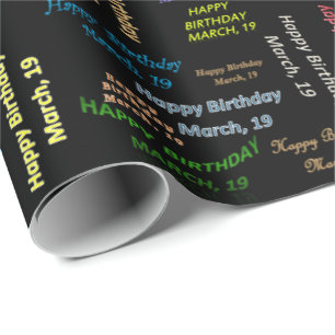 März, 19 Geburtstag Geschenkpapier