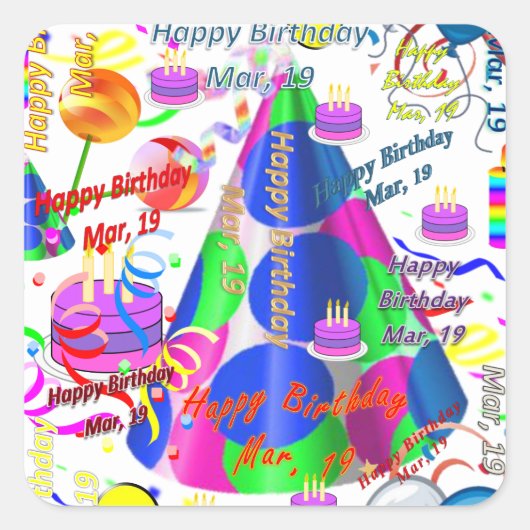 März, 19 Kindergeburtstag Aufkleber (Vorderseite)
