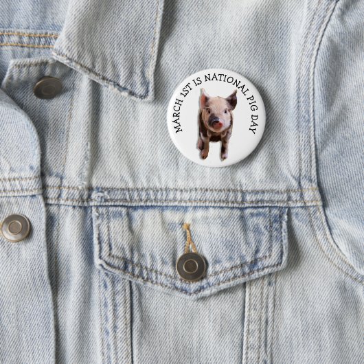 März 1. National Pig Day Funny Holidays Button (Beispiel)