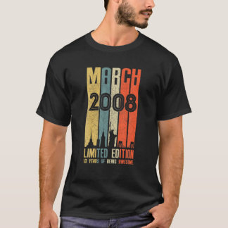 März 2008 T 13 Jahre alt 2008 Geburtstagsgeschenk T-Shirt
