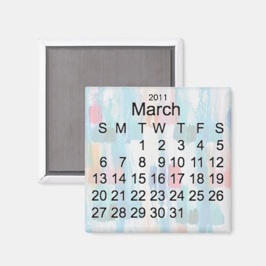März 2011 Miniaturkalender Magnet (Vorderseite/Rückseite)