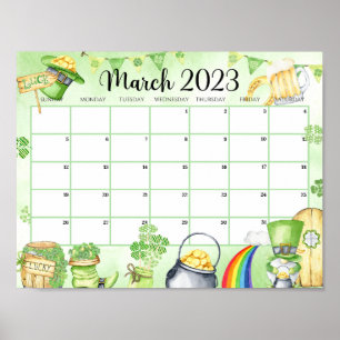 März 2023 Kalender für grüne Printmedien Poster