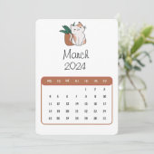 März 2024 allein Niedlicher Katzen- und Pflanze-Ka Menükarte (Stehend Vorderseite)