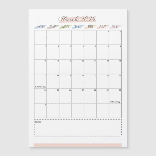 März 2025 Magnetkalender Magnetkarte (Vorderseite)