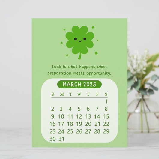 März 2025 Monatlicher Niedlicher Motivierend Kalen Einladung (Stehend Vorderseite)