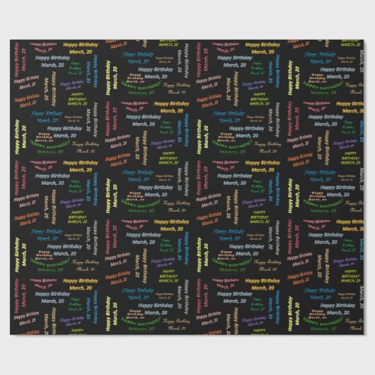 März, 20 Geburtstag Geschenkpapier (Flach)