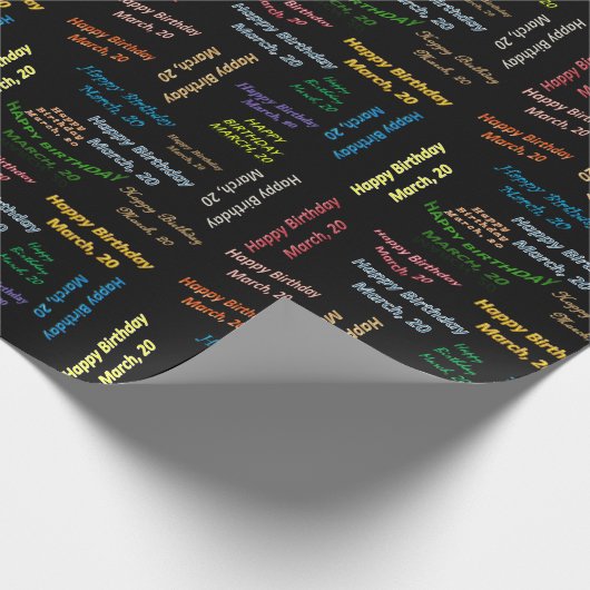 März, 20 Geburtstag Geschenkpapier (Ecke)