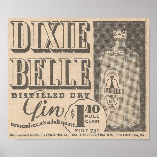März 23, 1935 und Dixie Belle Gin Poster (Vorne)