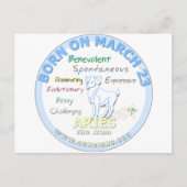 März 23. Geburtstag - Äries Postkarte (Vorderseite)