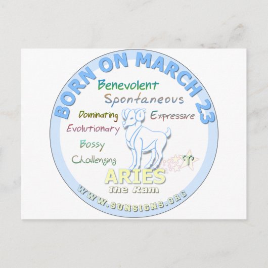 März 23. Geburtstag - Äries Postkarte (Vorderseite)
