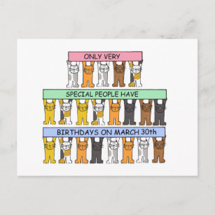 März 30. Geburtstag Cartoon Katzen Postkarte
