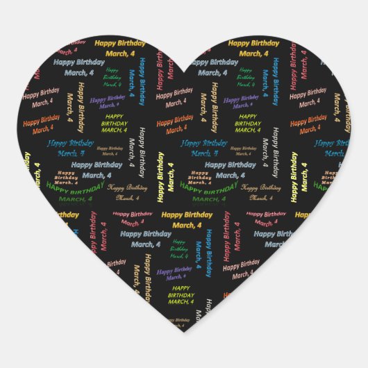 März, 4 Geburtstagsaufkleber Herz-Aufkleber (Vorderseite)