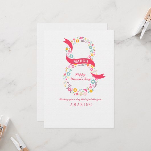 März 8. Frauentag Karte (Vorderseite/Rückseite Beispiel)