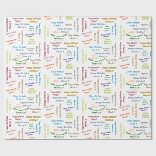März, 8 Geburtstagsgeschenkpapier Geschenkpapier (Flach)