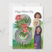 März 8. Happy Women's Day Feiertagskarte (Vorderseite)