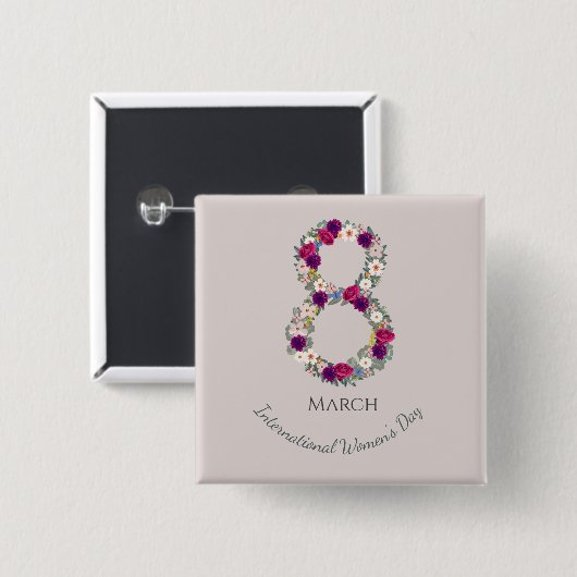 März 8. Internationaler Frauentag Button (Vorne & Hinten)
