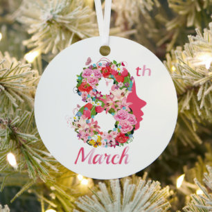 März 8. Internationaler Frauentag Ornament Aus Metall