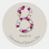 März 8. Internationaler Frauentag Runder Aufkleber (Vorderseite)