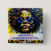 März 8 ist der Internationale Frauentag Button (Vorderseite)