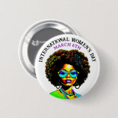 März 8 ist der Internationale Frauentag Button (Vorne & Hinten)