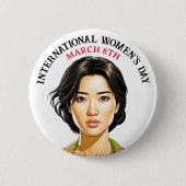 März 8 ist der Internationale Frauentag Button (Vorderseite)
