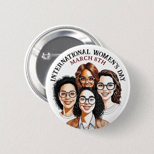 März 8 ist der Internationale Frauentag Button (Vorne & Hinten)