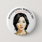 März 8 ist der Internationale Frauentag Button (Vorderseite)