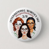 März 8 ist der Internationale Frauentag Button (Vorderseite)