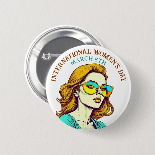 März 8 ist der Internationale Frauentag Button (Vorne & Hinten)