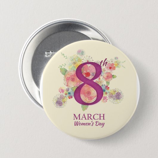 März am 8. Frauentag Button (Vorne & Hinten)