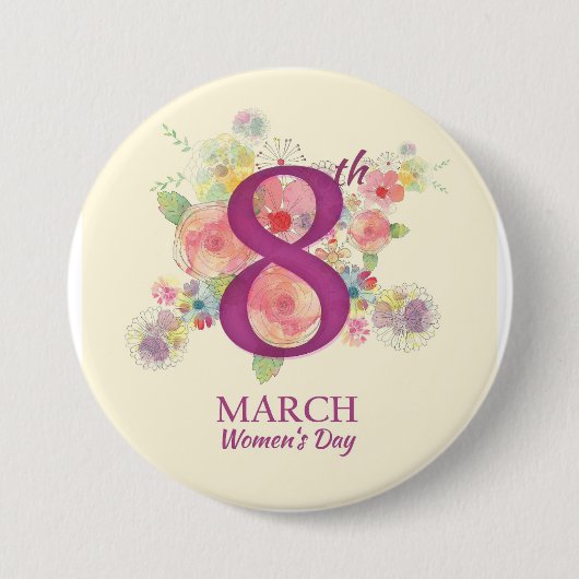 März am 8. Frauentag Button (Vorderseite)