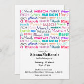 März am Geburtstag Einladung (Vorne/Hinten)