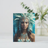 *~* MÄRZ AP53 AQUAMARINE Boho Headdress Postkarte (Stehend Vorderseite)